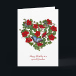 petunia and butterfly Grandma birthday Karte<br><div class="desc">Paint brush painting on butterfly with heart petunia and ivy on white background for grandma.</div>
