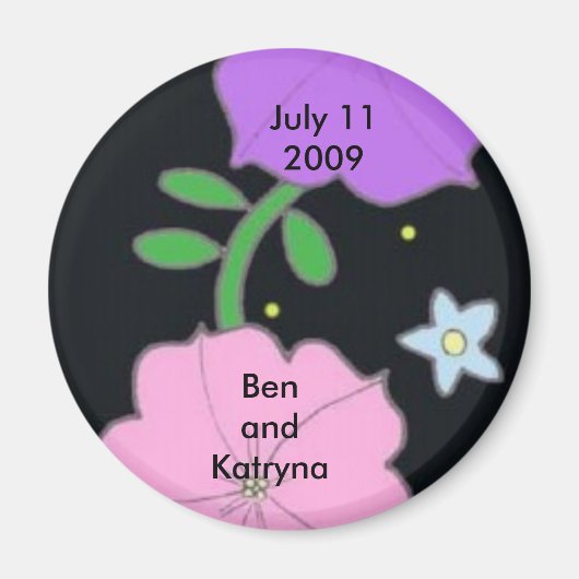 Petunia auf Schwarz Save the Date Magnet (Vorne)
