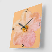 Petunia Blume Florenz Weihnachten Pfirsich Abstrak Quadratische Wanduhr (Winkel)