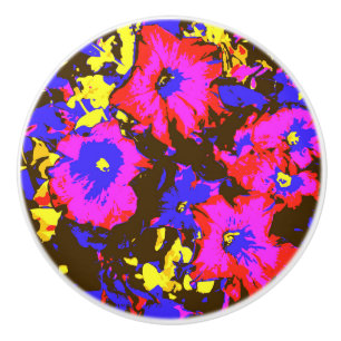 PETUNIA-BLUME KERAMIKKNAUF