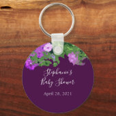 Petunia Floral Lila Baby Dusche Gastgeschenk Niedl Schlüsselanhänger (Vorderseite)