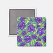 Petunia Night Sky auf aquamarinem Hintergrund Thro Magnet (Vorderseite/Rückseite)