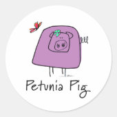 Petunia Pig (Lila) Klassischer Rundsticker Runder Aufkleber (Vorderseite)