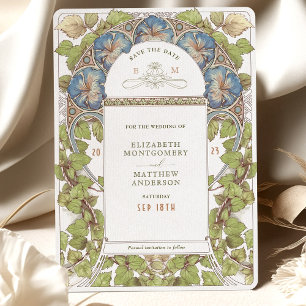 Petunia Save the Date Vintage Art Nouveau von Much Einladung