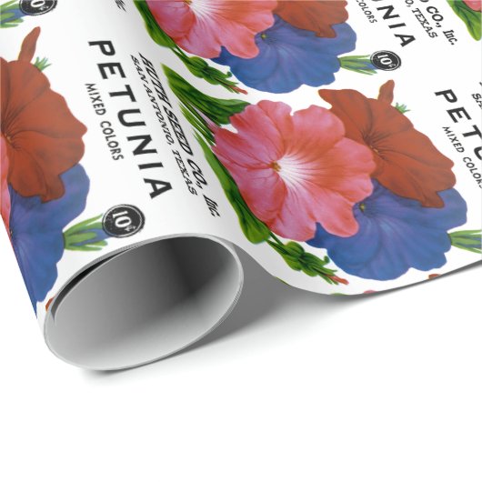 Petunia Vintag Seed Packet Geschenkpapier (Rolleneckpunkt)