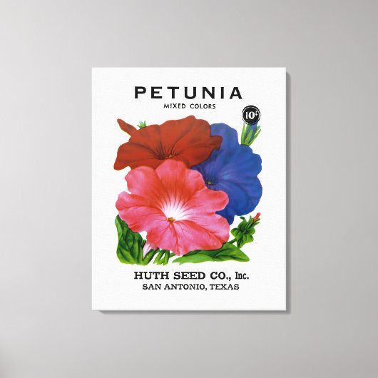 Petunia Vintag Seed Packet Leinwanddruck (Vorderseite)