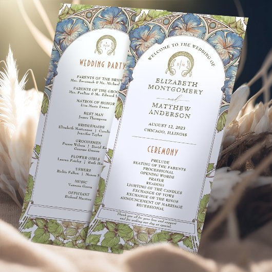 Petunia Vintage Hochzeitsprogramm Jugendstil Mucha Programm