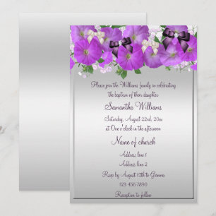 Petunias & Bows Girls Taufe Einladung