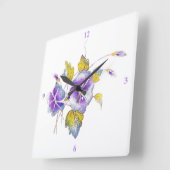 Petunias. Quadratische Wanduhr (Winkel)