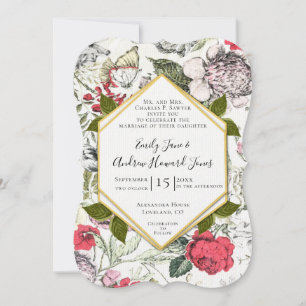 Petunias Rose Fauna Greenerity Wedding Einladung