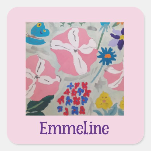 Petunias & Sommerliche Blume Personalisiert Quadratischer Aufkleber (Vorderseite)