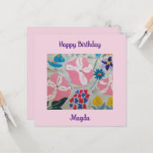 Petunias & Summer Blume Flat Birthday Card Karte (Vorderseite/Rückseite Beispiel)
