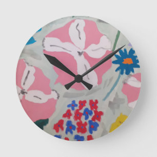 Petunias & Summer Blume Runde Wanduhr