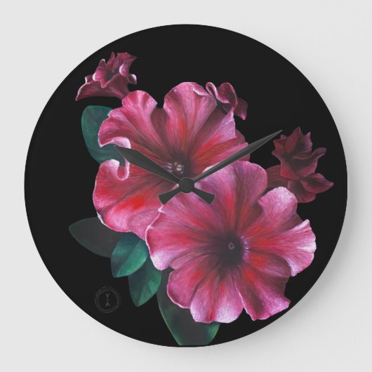 Petunien-Blumenuhr Große Wanduhr (Vorderseite)