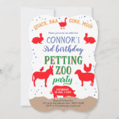 Petzoo, Junge, Banyard Farm Animal Geburtstag Einladung (Vorderseite)