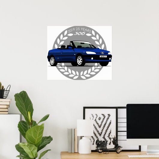 Peugeot 306 Cabriolet blau Poster (Heimbüro)