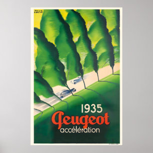 Peugeot Automobil 1935 Vintage Autoplakat Poster