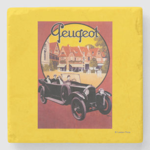 Peugeot-Automobil-Werbeplakat Steinuntersetzer