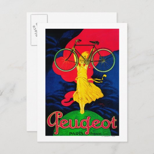Peugeot Bicycle Vintag PosterEurope Postkarte (Vorne/Hinten)