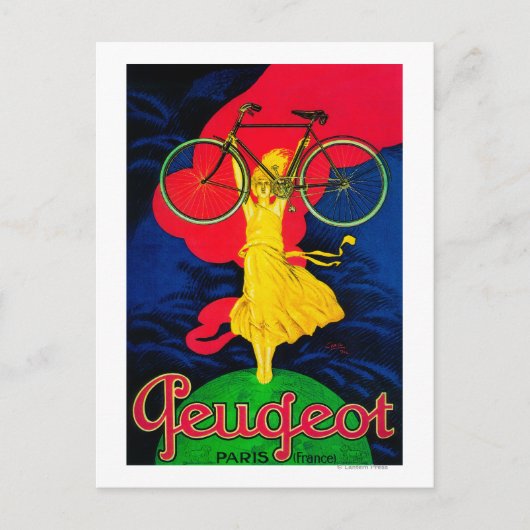 Peugeot Bicycle Vintag PosterEurope Postkarte (Vorderseite)