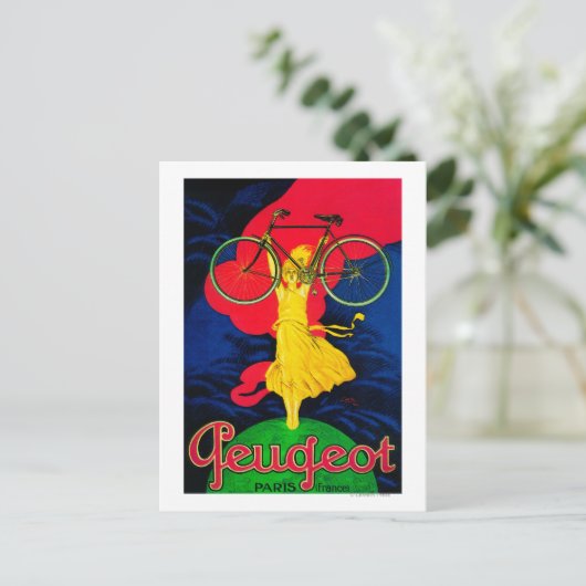 Peugeot Bicycle Vintag PosterEurope Postkarte (Stehend Vorderseite)