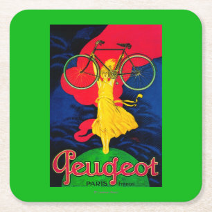 Peugeot Fahrrad Vintage Poster Europa Rechteckiger Pappuntersetzer