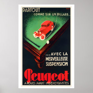Peugeot - Unabhängige Vorderräder -  Oldtimer Poster