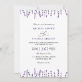 Peurple Lavender Floral Budget QR Code Wedding Einladung (Vorderseite)