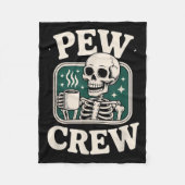 Pew Crew Skeleton With Coffee, Funny Church Tee Fleecedecke (Vorderseite)