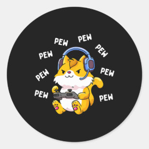 Pew Gamer Cat Video Game Cats Gaming Kitty Lover G Runder Aufkleber