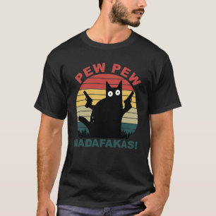 Pew Madafakas Funny Black Cat mens T - Shirt