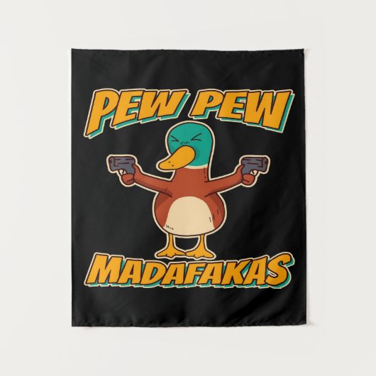 Pew Pew Duck | Duck Pattern Throw Blanket Wandteppich (Vorderseite)