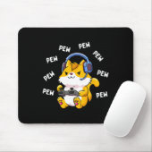 Pew Pew Gamer Cat Video Game Cats Gaming Kitty Lov Mousepad (Mit Mouse)
