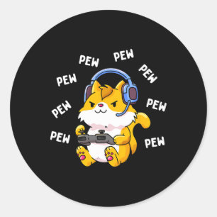 Pew Pew Gamer Cat Video Game Cats Gaming Kitty Lov Runder Aufkleber
