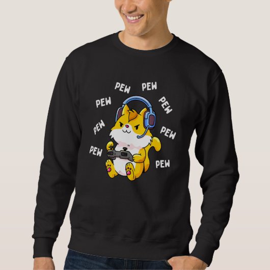Pew Pew Gamer Cat Video Game Cats Gaming Kitty Sweatshirt (Vorderseite)