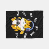 Pew Pew Gamer Katze Videospiel Katzen Gaming Kitty Fleecedecke (Vorderseite (Horizontal))