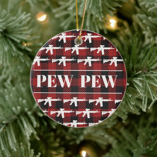 Pew Pew Gun Eigentümer Rechte AR-15 Weihnachtsfeie Keramik Ornament (Baum)