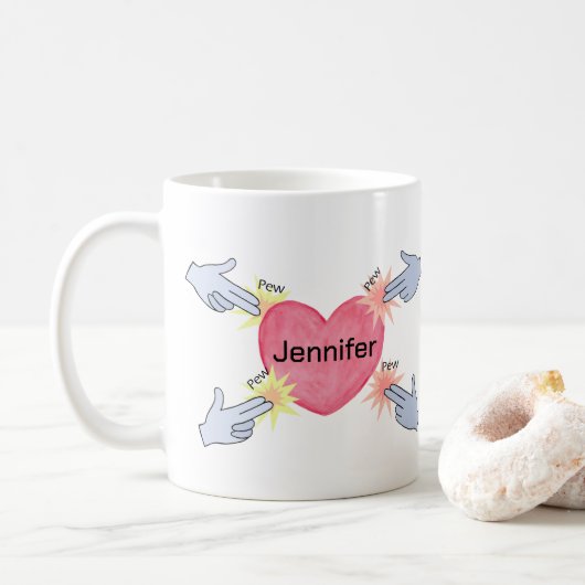 Pew Pew Handpistole Individuelle Name Niedlich I L Kaffeetasse (Mit Donut)