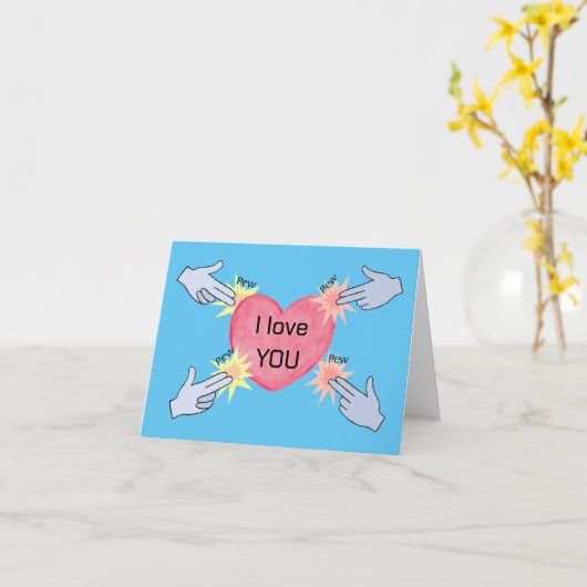 Pew Pew Hands Spiel Lover Einzigartiger Valentinst Karte (Gelbe Blume)
