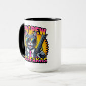 Pew Pew Madafakas Coole Katze mit Stil und Pistole Tasse (Vorderseite Links)