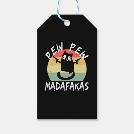Pew Pew Madafakas Funny Cat Crazy Cat Geschenkanhänger (Vorderseite)