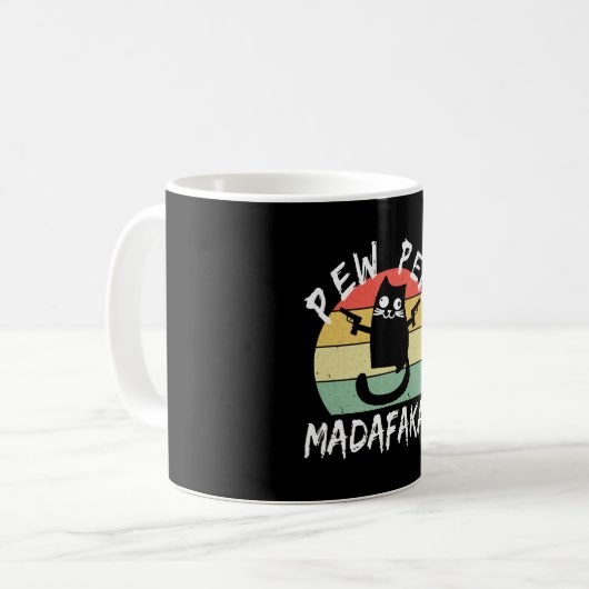 Pew Pew Madafakas Funny Cat Crazy Cat Kaffeetasse (Vorderseite Links)