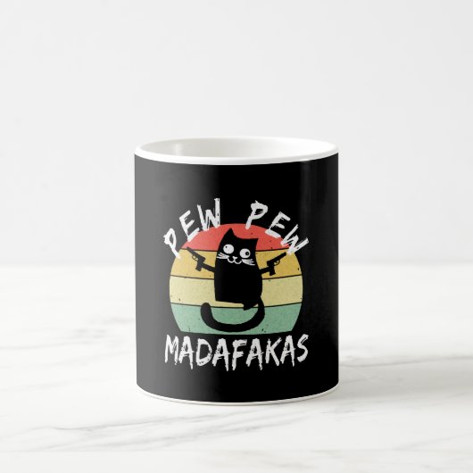 Pew Pew Madafakas Funny Cat Crazy Cat Kaffeetasse (Mittel)
