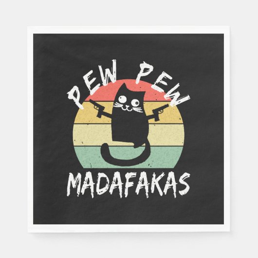 Pew Pew Madafakas Lustige Katze Verrückte Katze Serviette (Vorderseite)