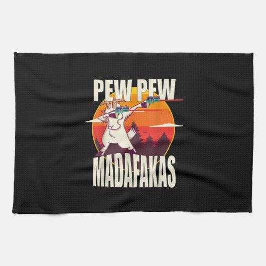 Pew Pew Madafakas Pew Madafakas Goat Geschirrtuch (Horizontal)