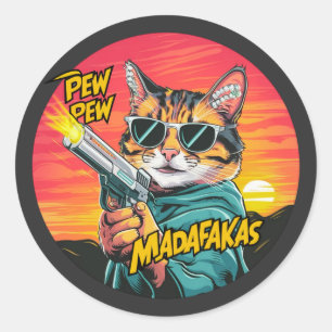 Pew Pew Madafakas - Set im Sonnenstil und lustige Runder Aufkleber