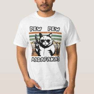 Pew Pew Madafakas Vintag Funny Cat T - Shirt