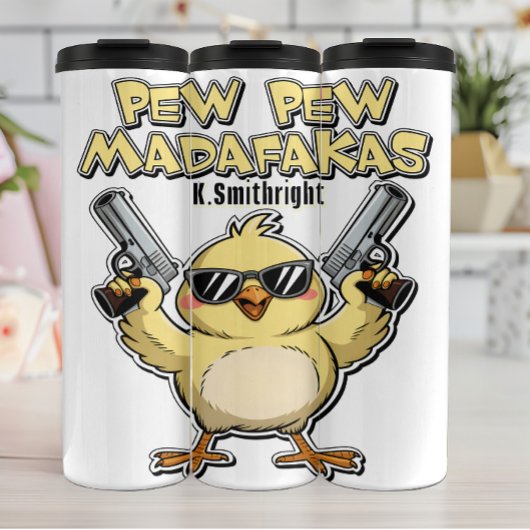 Pew Pew Madatrakas Chick Graphic Thermosbecher