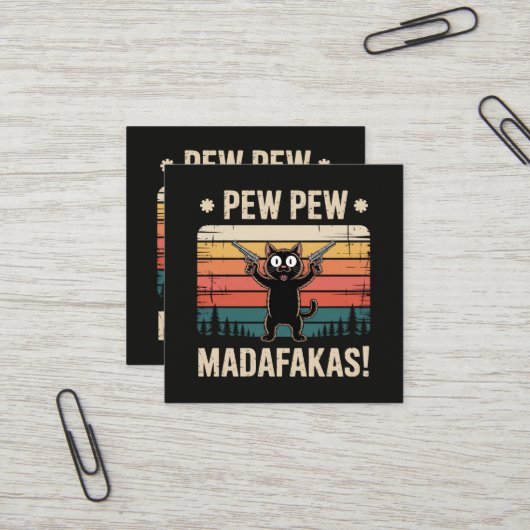 Pew Pew Mistkerle Quadratische Visitenkarte (Vorderseite/Rückseite Beispiel)