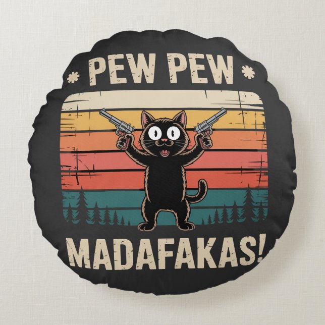 Pew Pew Mistkerle Rundes Kissen (Vorderseite)
